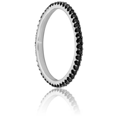 Alliance Rhin en Or Blanc 375 & Diamants noirs, Largeur 1,80 mm - Gaïa