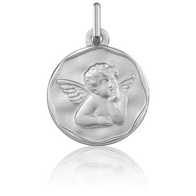 Médaille Ange Raphaël Or Blanc 750, Diamètre 16 mm - Argyor