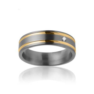 Alliance Titane Or Jaune 18k Diamant 0 03 Ct W Si 567665