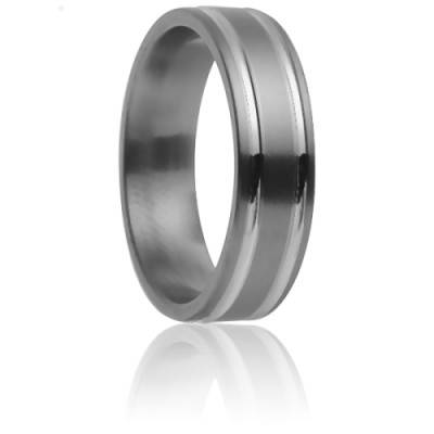 Alliance Ruban Confort Méliades en Titanium et à 2 Sillons en Or Blanc 750, Largeur 7 mm - Aurodesign