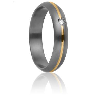 Alliance Rhésos en Titanium et Or Jaune 750 & Diamant, Largeur 4 mm - Aurodesign