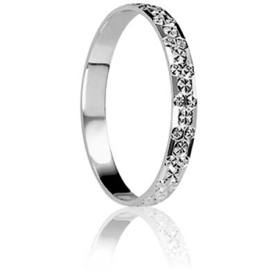 Alliance Ruban Standard Houblon Diamantée en Or Blanc 750, Largeur 2,50 mm - Ponce