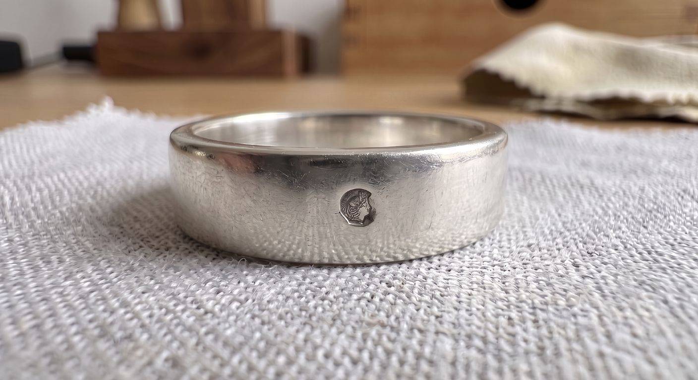 Bague en argent poinçon de titre 925 tête de Minerve