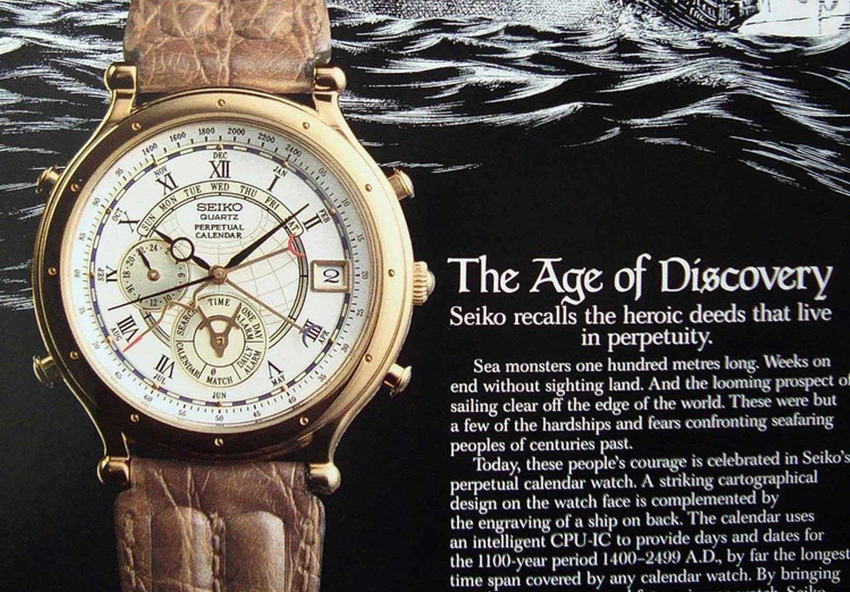 Publicité Seiko « The Age of Discovery », réf. 6M13 0010 (Source : Time+Tide Watches)
