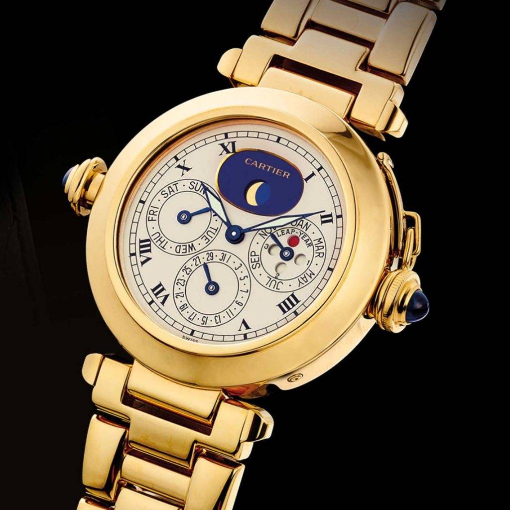 Montre Cartier Pasha à complication à quantième perpétuel, 1989 (Source : Revolution watch)