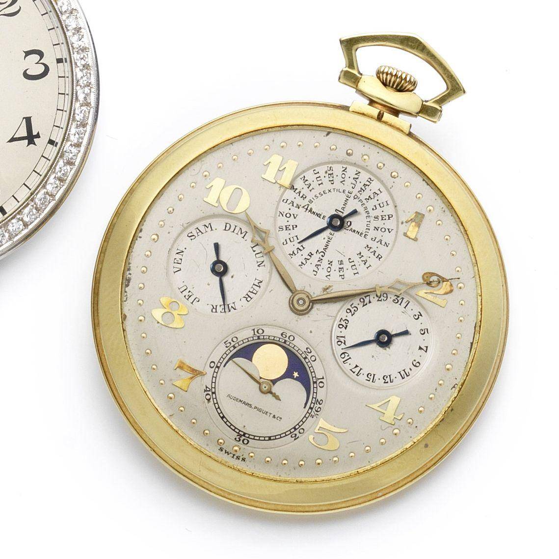 Montre de poche Audemars Piguet à quantième perpétuel, début du 20ème siècle (Source : Bonhams)