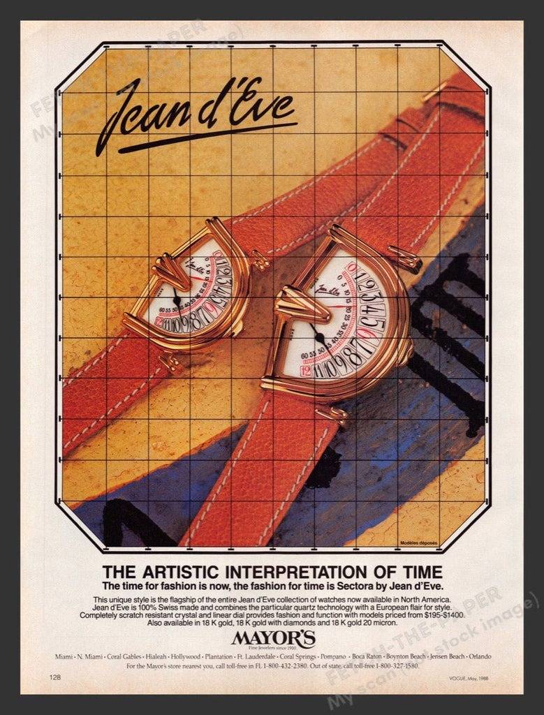 Publicité pour montre Jean d'Eve Sectora, Vogue mai 1988 (Source : Fetch The Paper)