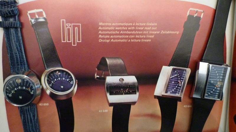 Publicité pour montres Lip à complication rétrograde, catalogue 1973 (Source : Forum à montres - @jmbgrasse)