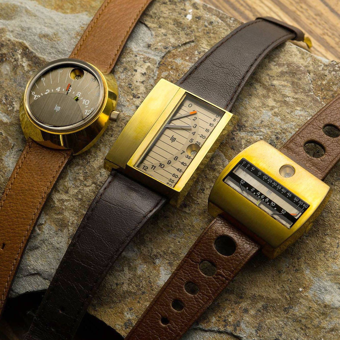 Montres Lip plaquées or à complication rétrograde, circa 1973 (Source : watches.com)