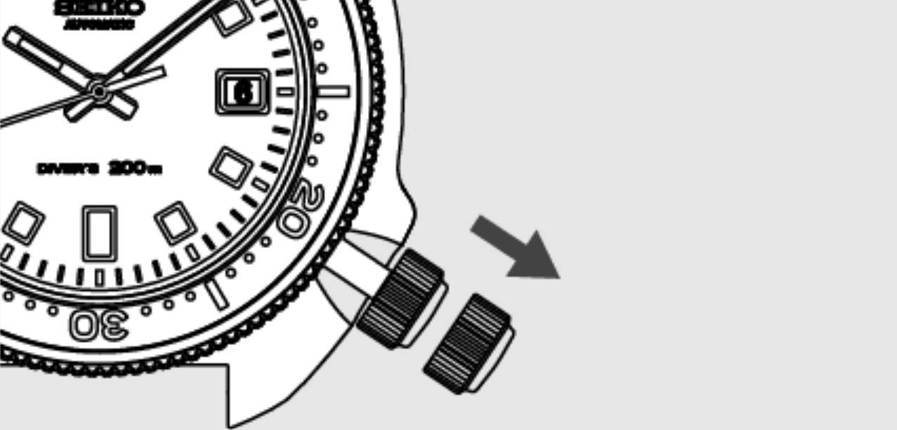 Action à effectuer pour régler le dateur de sa montre (Source : Seiko Watch)