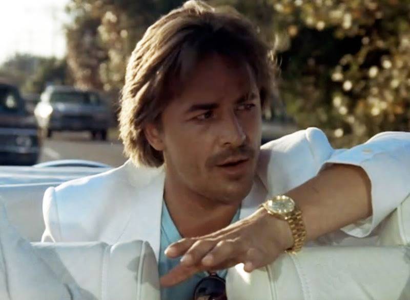 Don Johnson portant une Rolex Day-Date, Miami Vice (Source : Rolex Magazine)