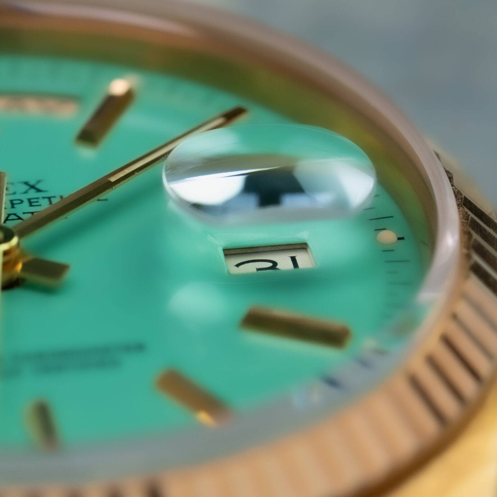 Guichet de date d'une Rolex Day-Date 18038 (Source : Amsterdam Vintage Watches)