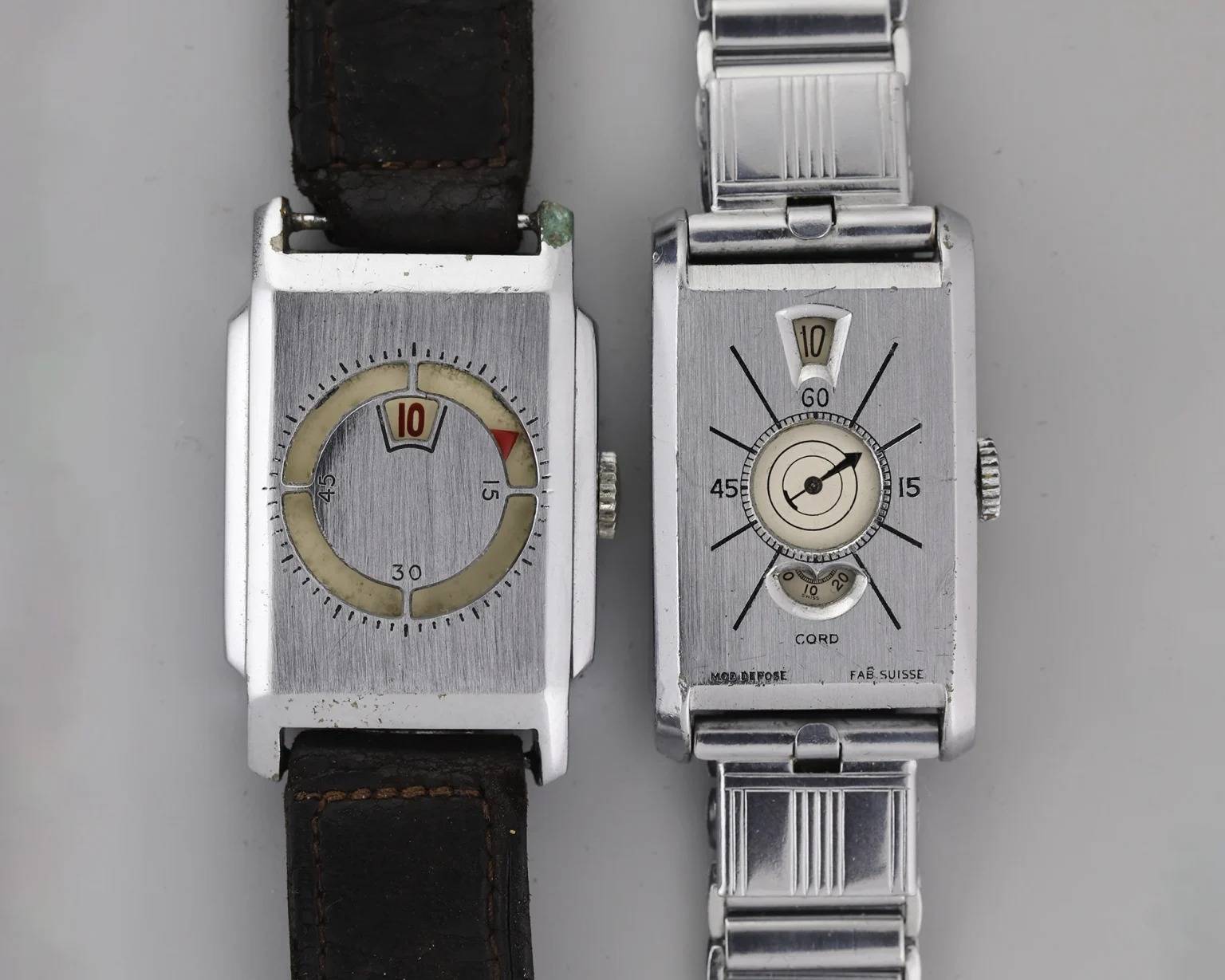 Montres Doxa et Cord à heure sautante, 1932 (Source : Swisswatches Magazine)