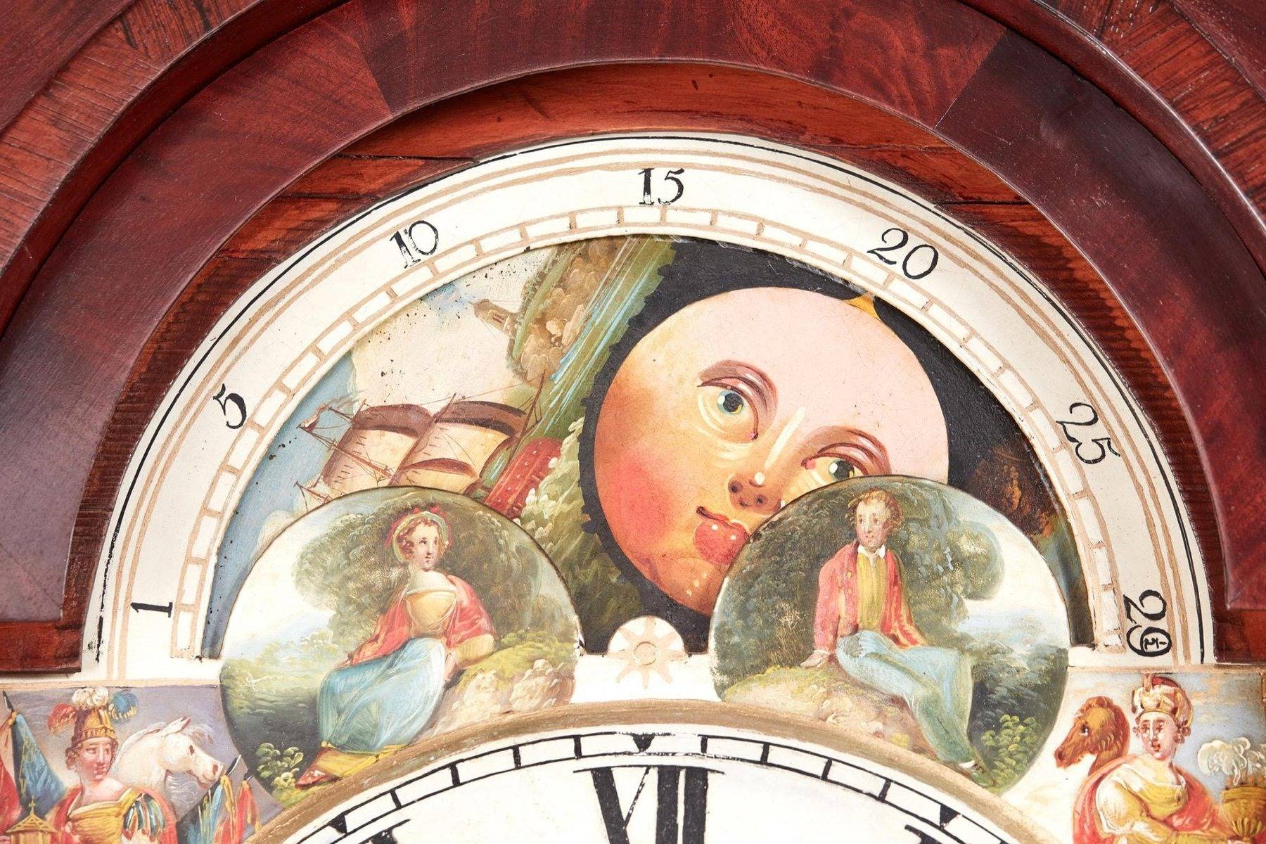 Disque phase de Lune d'une horloge ancienne en acajou, circa 1860 (Source : Pamono - Vendeur 5034)