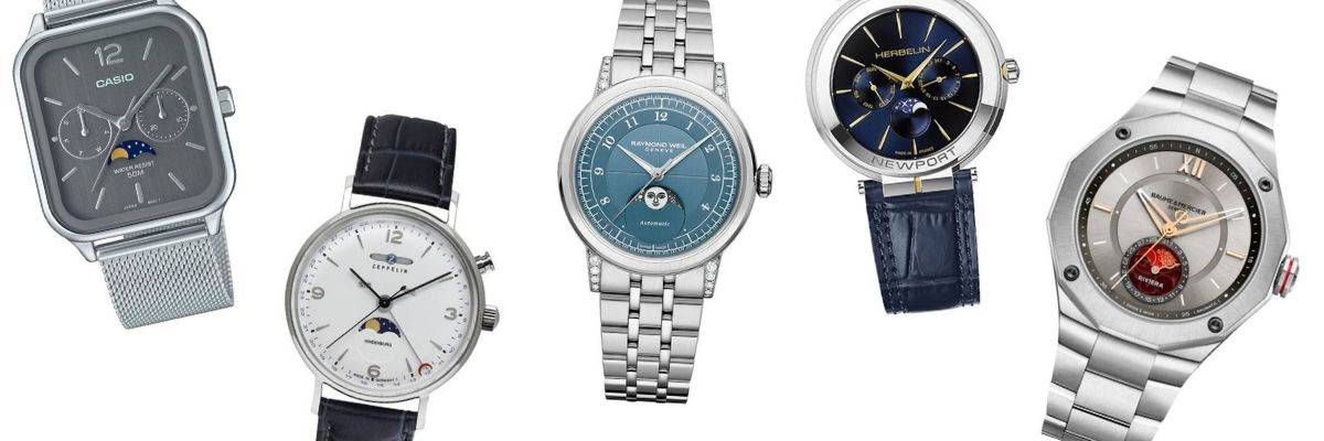 Montres phase de Lune à quartz et automatiques