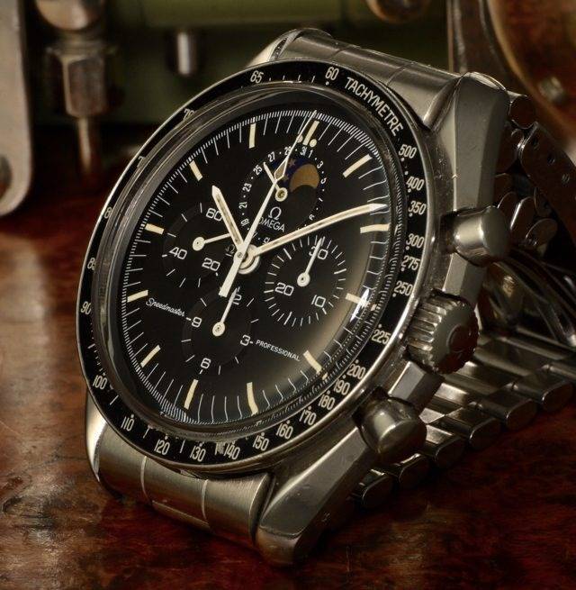 Omega Speedmaster phase de Lune référence ST 345.0809, 1985 (Source : Timeline Watch)
