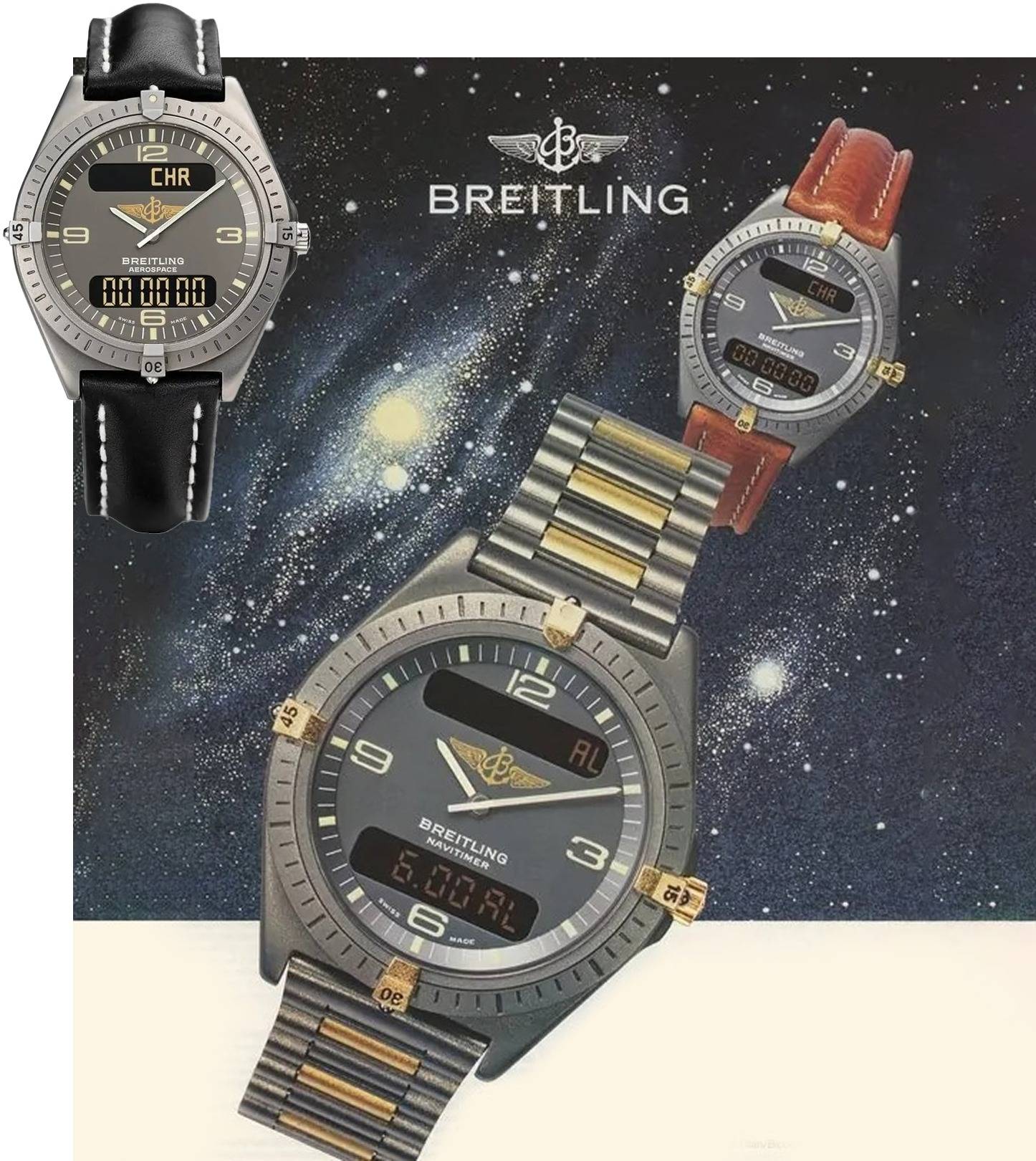 Publicité Breitling Aerospace, 1985 (Source : Breitling)