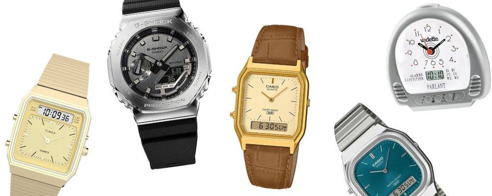 Plusieurs montres et réveil à affichage ana-digi