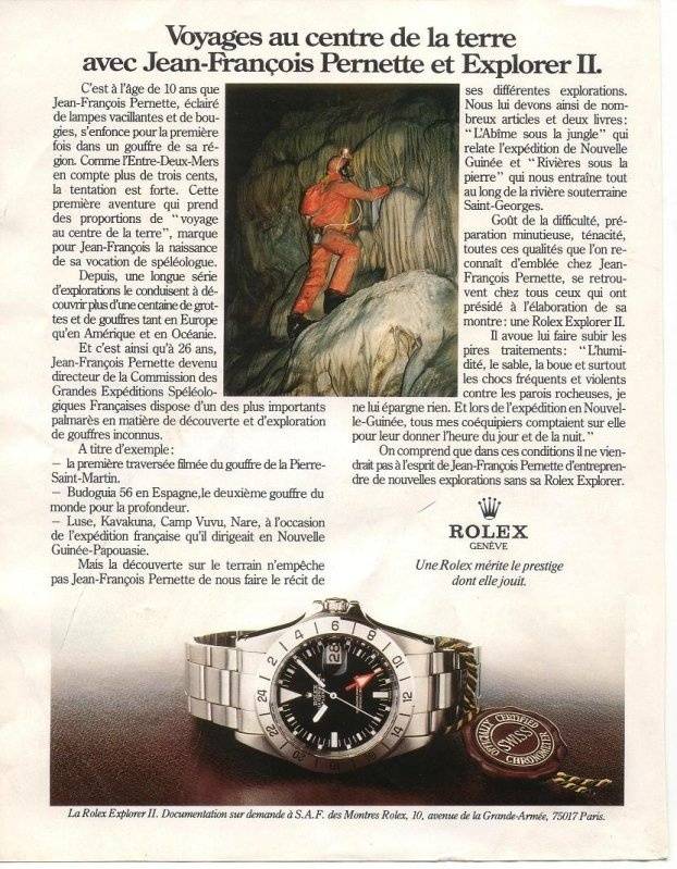 Publicité ancienne pour Rolex Explorer II « Freccione » réf. 1655 (Source : WatchProZine)